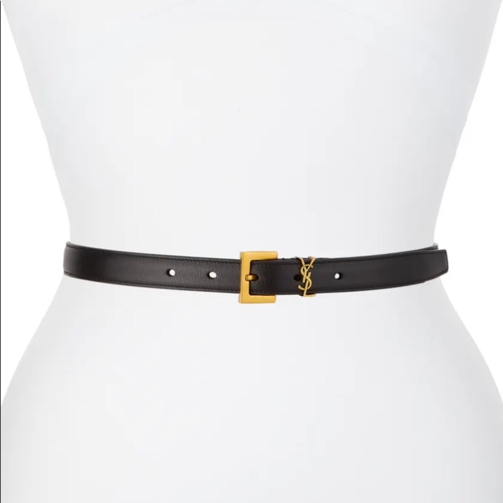 YSL Monogram Leather Belt - Sz 32